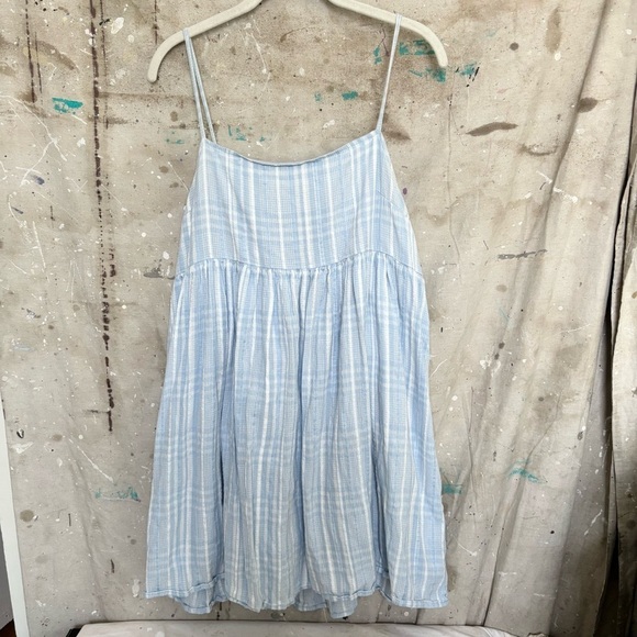 American Eagle Plaid Tie Back Babydoll Mini Dress - Picture 3 of 6